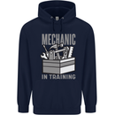 Funny Mechanic in Training Mens 80% Cotton Hoodie Navy Blue