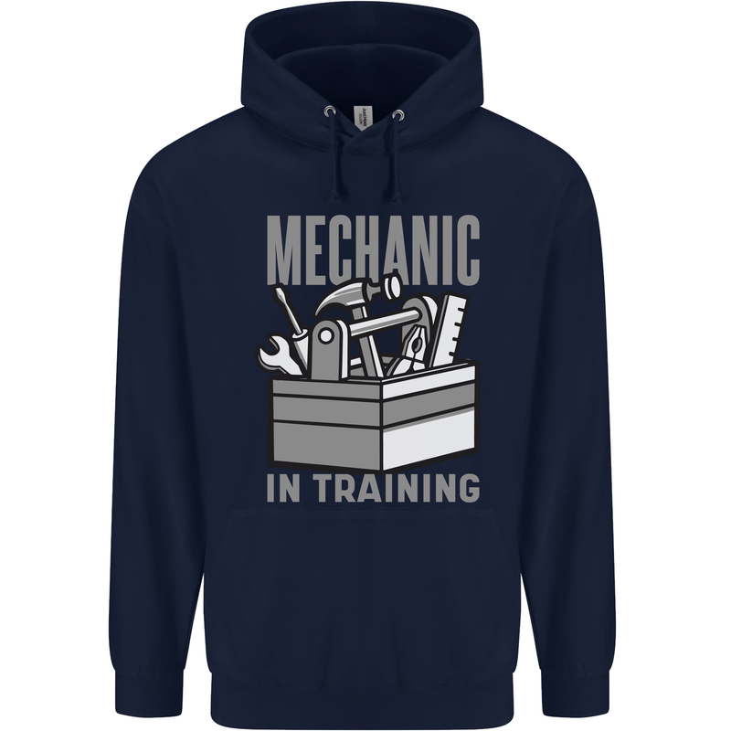 Funny Mechanic in Training Mens 80% Cotton Hoodie Navy Blue