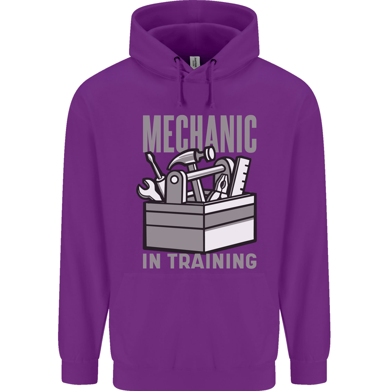 Funny Mechanic in Training Mens 80% Cotton Hoodie Purple
