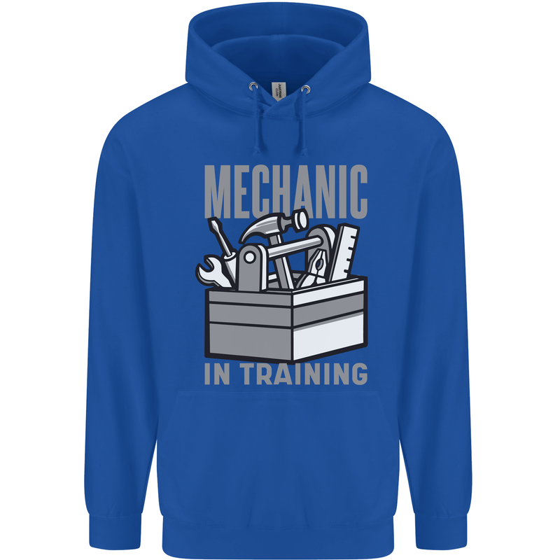 Funny Mechanic in Training Mens 80% Cotton Hoodie Royal Blue