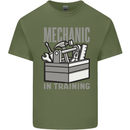 Funny Mechanic in Training Mens Cotton T-Shirt Tee Top Military Green