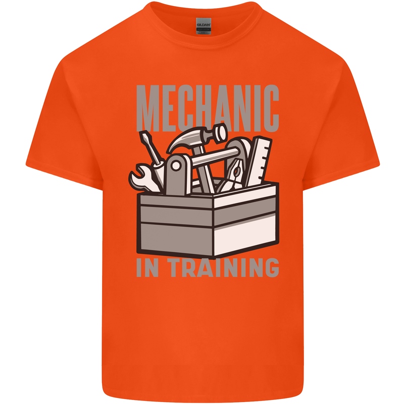 Funny Mechanic in Training Mens Cotton T-Shirt Tee Top Orange