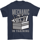 Funny Mechanic in Training Mens T-Shirt 100% Cotton Navy Blue