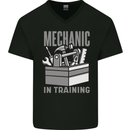 Funny Mechanic in Training Mens V-Neck Cotton T-Shirt Black