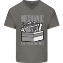 Funny Mechanic in Training Mens V-Neck Cotton T-Shirt Charcoal