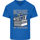 Funny Mechanic in Training Mens V-Neck Cotton T-Shirt Royal Blue
