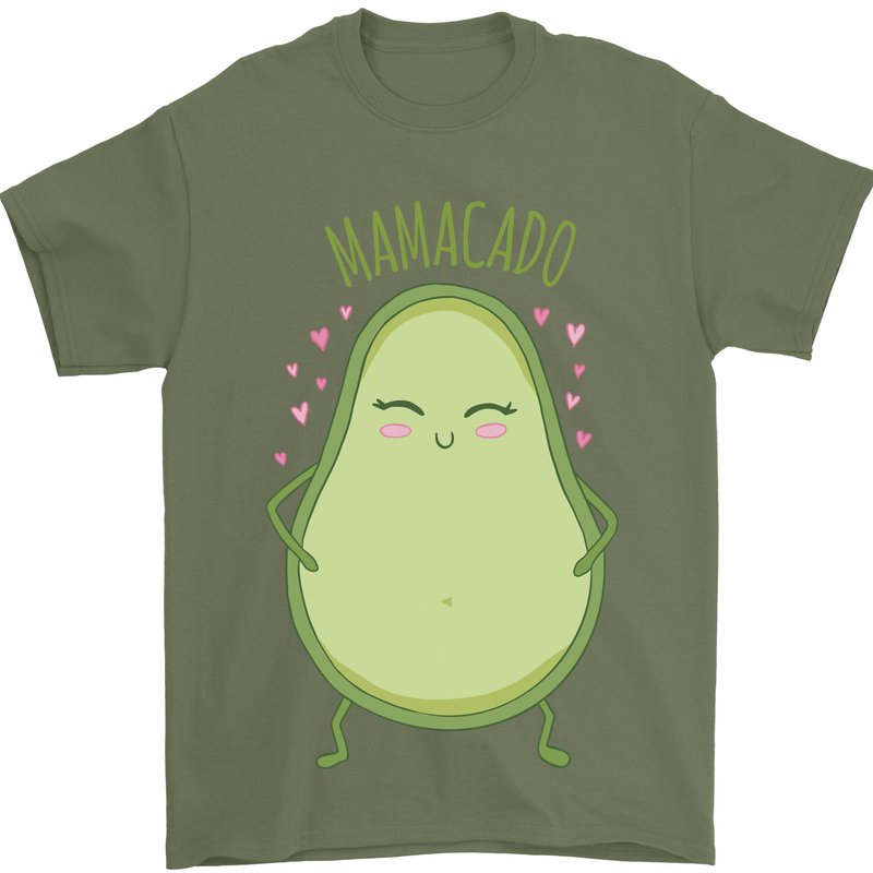 Funny Mother's Day Mamacado Avacado Mens T-Shirt Cotton Gildan Military Green