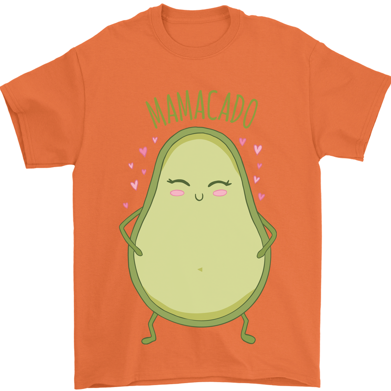 Funny Mother's Day Mamacado Avacado Mens T-Shirt Cotton Gildan Orange