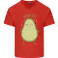 Funny Mother's Day Mamacado Avacado Mens V-Neck Cotton T-Shirt Red