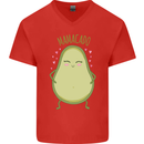 Funny Mother's Day Mamacado Avacado Mens V-Neck Cotton T-Shirt Red