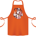 Funny Offensive Rude Cow Finger Flip Cotton Apron 100% Organic Orange