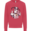 Funny Offensive Rude Cow Finger Flip Kids Sweatshirt Jumper Heliconia
