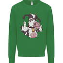 Funny Offensive Rude Cow Finger Flip Kids Sweatshirt Jumper Irish Green