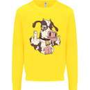 Funny Offensive Rude Cow Finger Flip Kids Sweatshirt Jumper Yellow