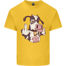 Funny Offensive Rude Cow Finger Flip Kids T-Shirt Childrens Yellow