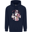 Funny Offensive Rude Cow Finger Flip Mens 80% Cotton Hoodie Navy Blue