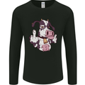 Funny Offensive Rude Cow Finger Flip Mens Long Sleeve T-Shirt Black