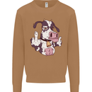 Funny Offensive Rude Cow Finger Flip Mens Sweatshirt Jumper Caramel Latte