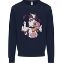 Funny Offensive Rude Cow Finger Flip Mens Sweatshirt Jumper Navy Blue