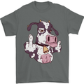 Funny Offensive Rude Cow Finger Flip Mens T-Shirt 100% Cotton Charcoal