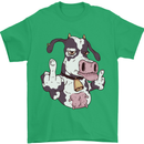 Funny Offensive Rude Cow Finger Flip Mens T-Shirt 100% Cotton Irish Green