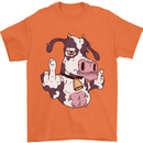 Funny Offensive Rude Cow Finger Flip Mens T-Shirt 100% Cotton Orange