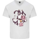 Funny Offensive Rude Cow Finger Flip Mens V-Neck Cotton T-Shirt White