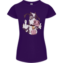 Funny Offensive Rude Cow Finger Flip Womens Petite Cut T-Shirt Purple