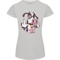 Funny Offensive Rude Cow Finger Flip Womens Petite Cut T-Shirt Sports Grey