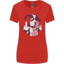 Funny Offensive Rude Cow Finger Flip Womens Wider Cut T-Shirt Red
