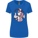 Funny Offensive Rude Cow Finger Flip Womens Wider Cut T-Shirt Royal Blue