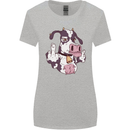 Funny Offensive Rude Cow Finger Flip Womens Wider Cut T-Shirt Sports Grey