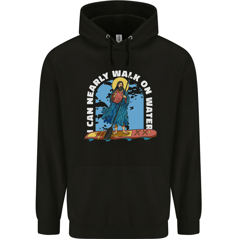Funny Paddleboarder Jesus Paddleboarding Childrens Kids Hoodie Black