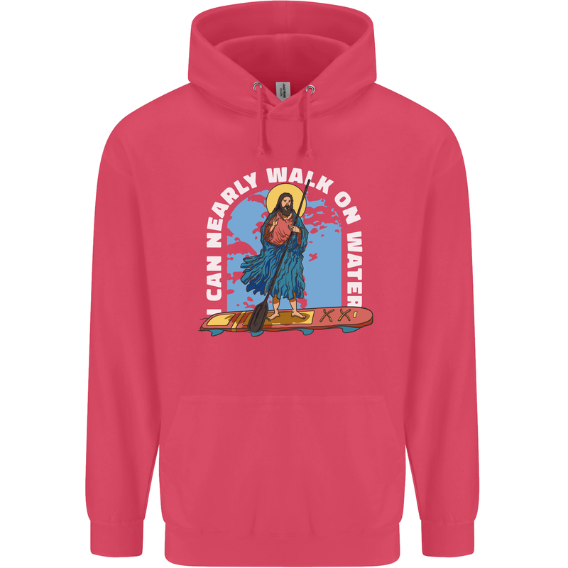 Funny Paddleboarder Jesus Paddleboarding Childrens Kids Hoodie Heliconia