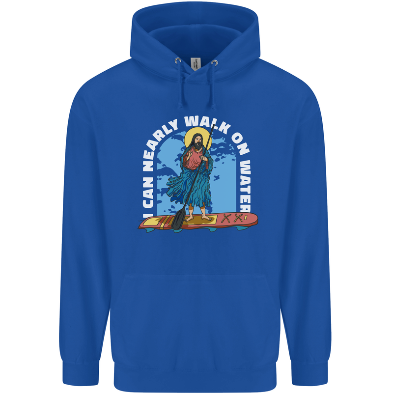Funny Paddleboarder Jesus Paddleboarding Childrens Kids Hoodie Royal Blue