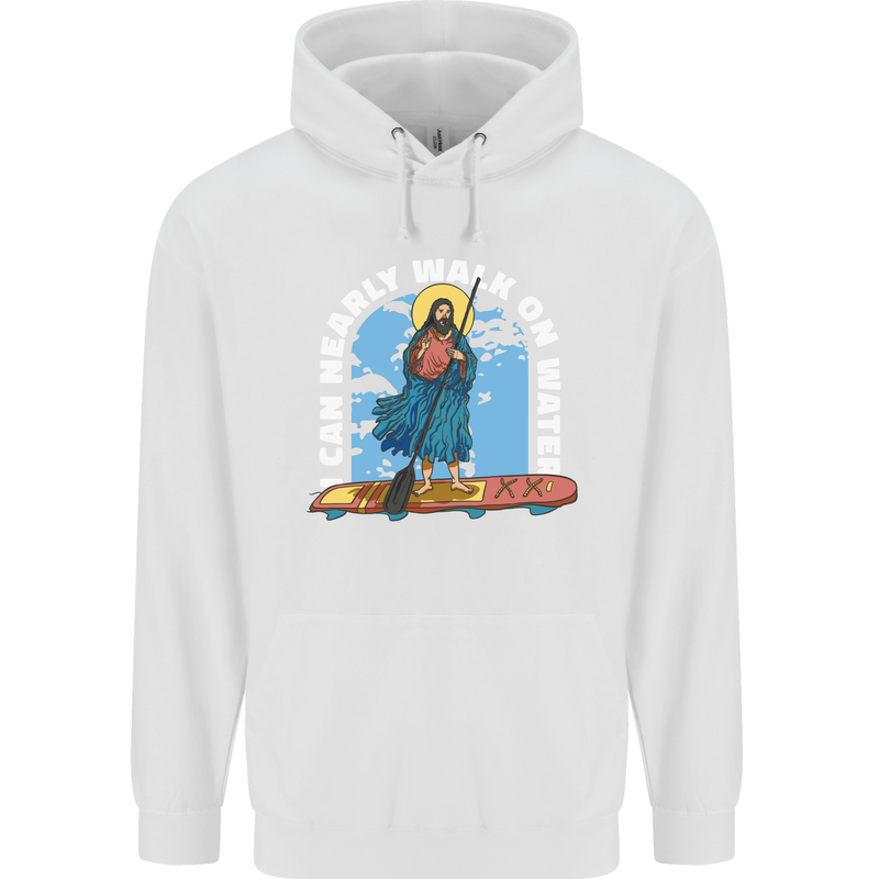 Funny Paddleboarder Jesus Paddleboarding Childrens Kids Hoodie White