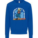 Funny Paddleboarder Jesus Paddleboarding Kids Sweatshirt Jumper Royal Blue