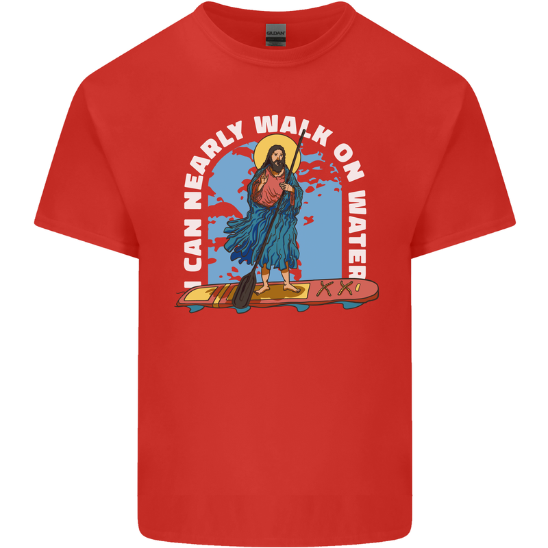 Funny Paddleboarder Jesus Paddleboarding Kids T-Shirt Childrens Red