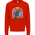 Funny Paddleboarder Jesus Paddleboarding Mens Sweatshirt Jumper Bright Red