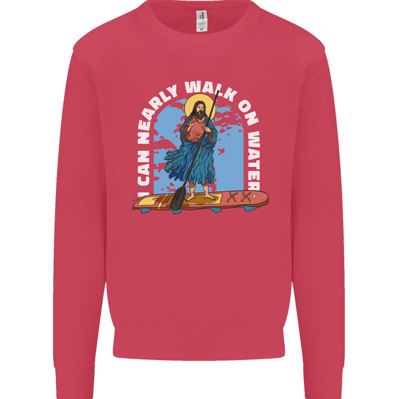 Funny Paddleboarder Jesus Paddleboarding Mens Sweatshirt Jumper Heliconia