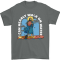 Funny Paddleboarder Jesus Paddleboarding Mens T-Shirt 100% Cotton Charcoal