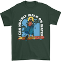 Funny Paddleboarder Jesus Paddleboarding Mens T-Shirt 100% Cotton Forest Green