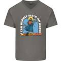 Funny Paddleboarder Jesus Paddleboarding Mens V-Neck Cotton T-Shirt Charcoal