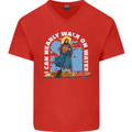 Funny Paddleboarder Jesus Paddleboarding Mens V-Neck Cotton T-Shirt Red