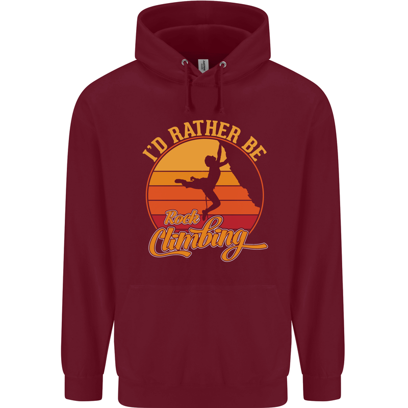 Funny Rock Climbing Climber Childrens Kids Hoodie Maroon