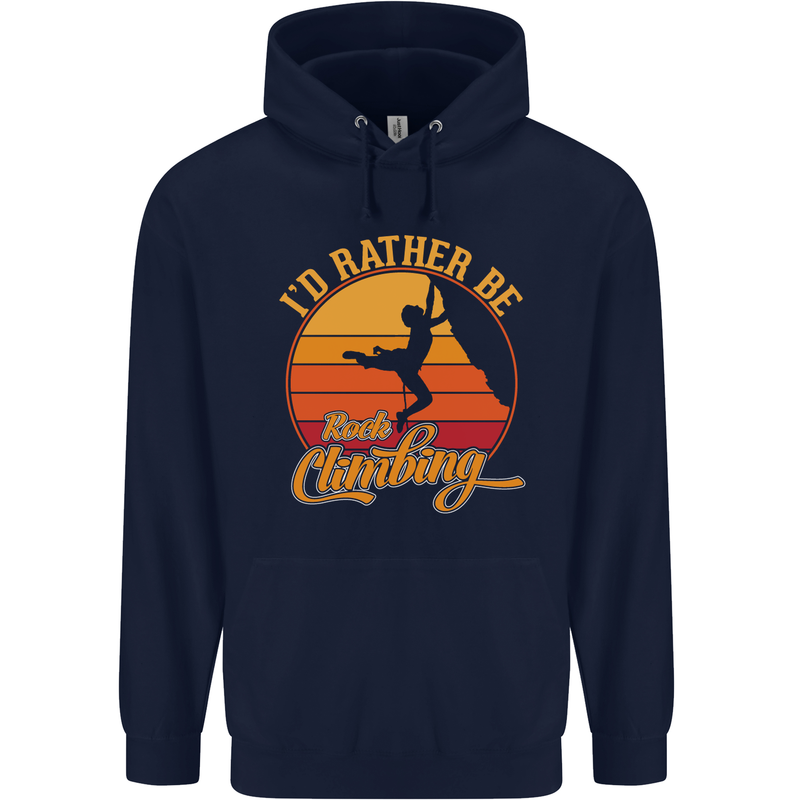 Funny Rock Climbing Climber Childrens Kids Hoodie Navy Blue