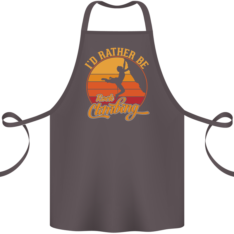 Funny Rock Climbing Climber Cotton Apron 100% Organic Dark Grey