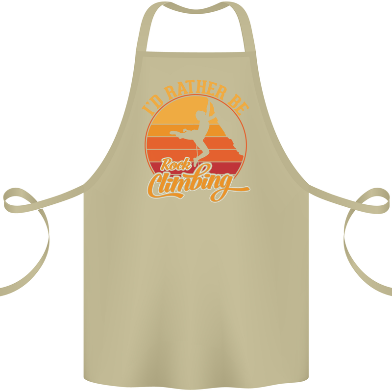 Funny Rock Climbing Climber Cotton Apron 100% Organic Khaki