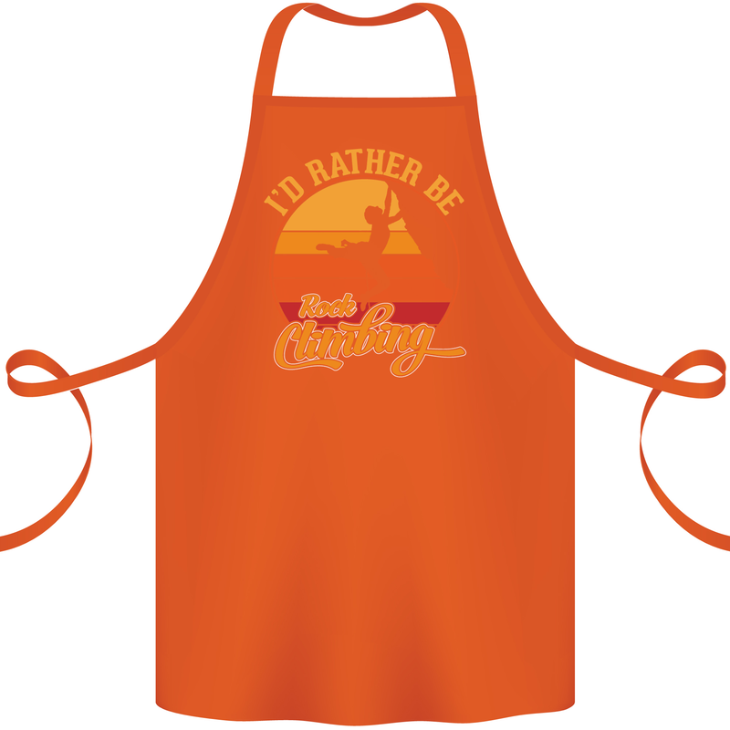 Funny Rock Climbing Climber Cotton Apron 100% Organic Orange