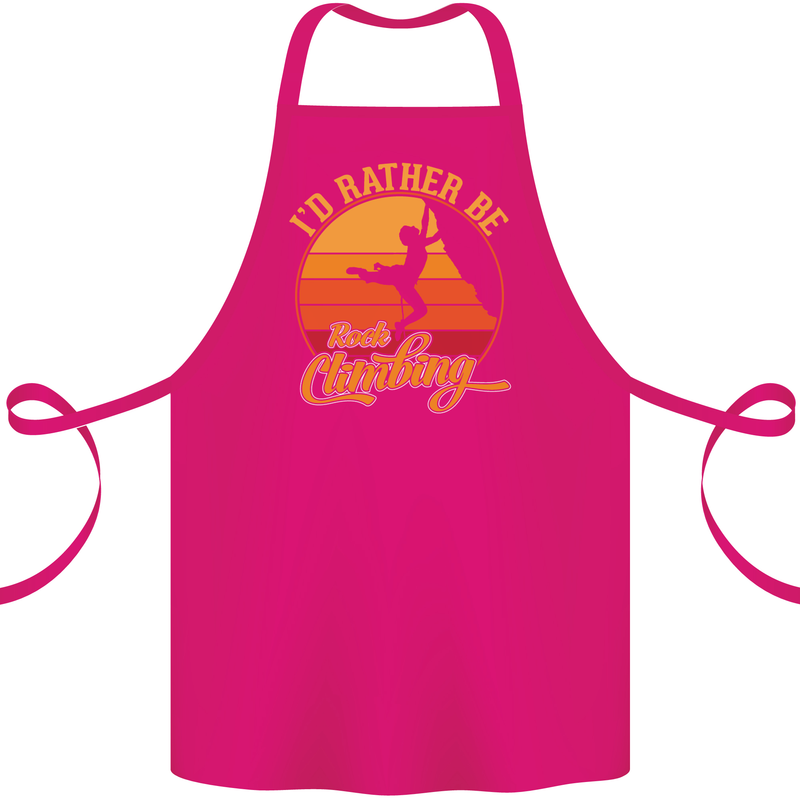Funny Rock Climbing Climber Cotton Apron 100% Organic Pink